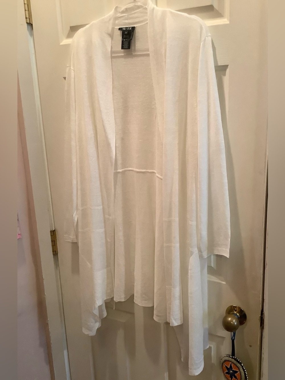 NIC+ZOE White Lightweight Long Linen Cardigan, Size 2X, NWOT.